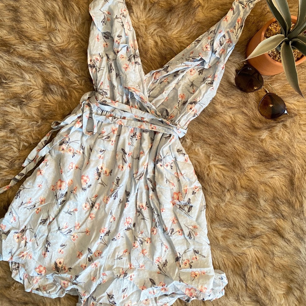 Boutique Ruffled Floral Wrap-Tie Romper